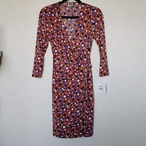 Anne Klein Faux wrap polka dot dress